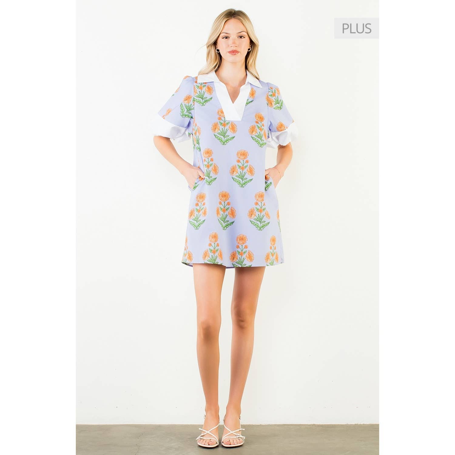 /Size Xl/ Puff Sleeve Flower Print V-Neck Dress Unisex T-shirt, Sweatshirt, Hoodie, Long Sleeve Tee