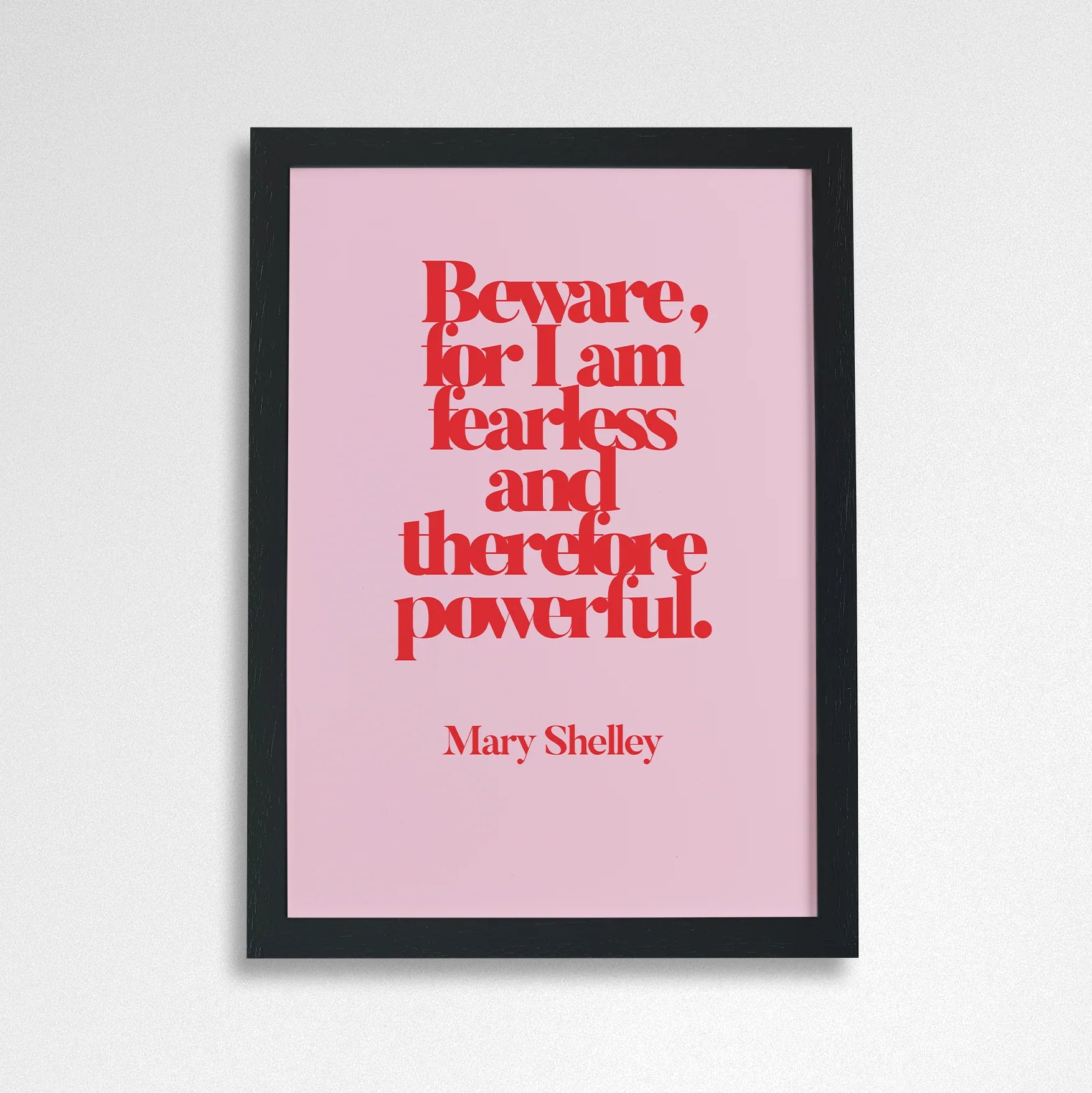Inspirational “I Am Fearless” Quote Red Over Pink Art Poster