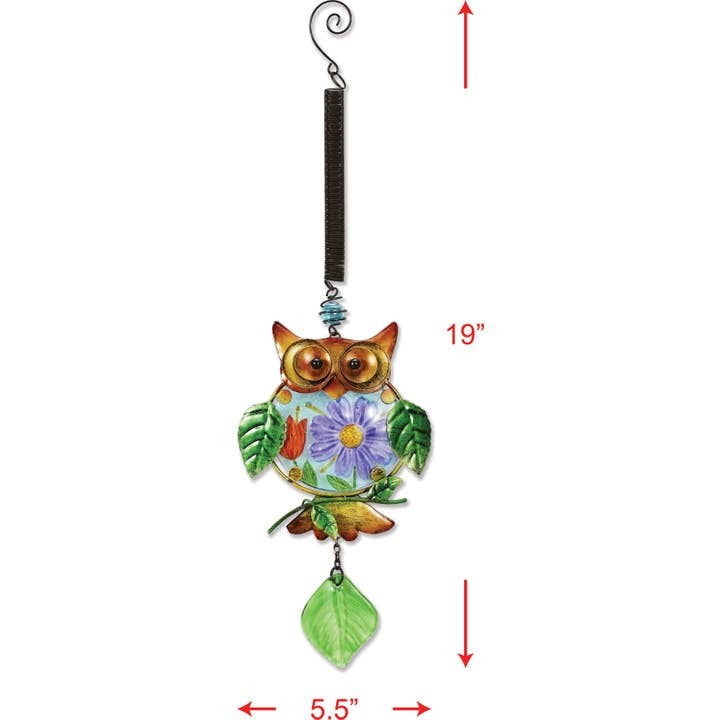 Owl Mobile Bouncy Garden Decor Glass and Metal