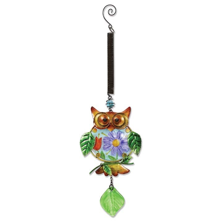 Owl Mobile Bouncy Garden Decor Glass and Metal