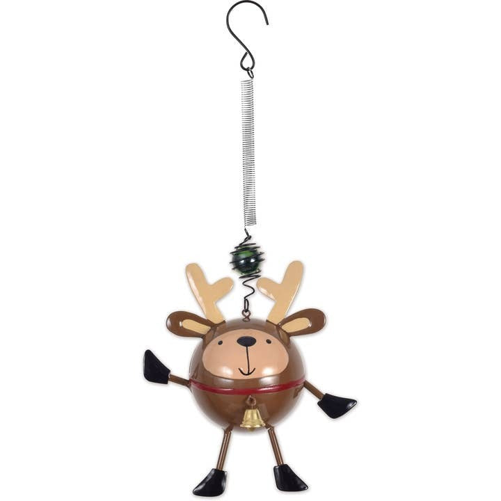 Reindeer Hand Painted Metal Bouncy Christmas Decoration