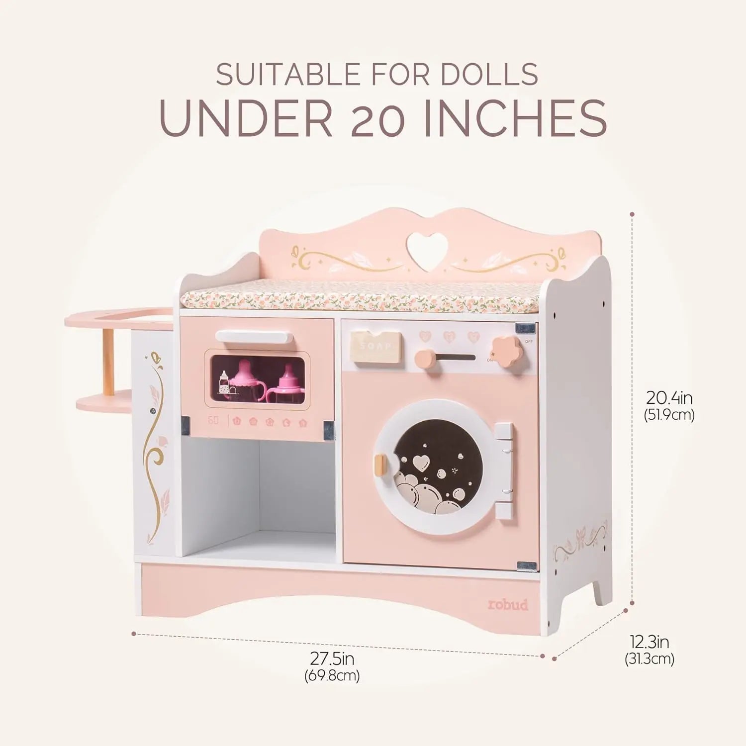 6-in-1 Wooden Baby Doll Care Station - Pink