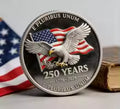 New Arrival 250 Years USA 250th Anniversary 3D Gold Plated Challenge Coin Liberty Bell Eagle High Quality Collectible Gift