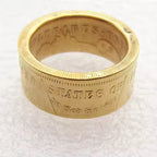 US 1878 Morgan Dollar Gold Plated 'Eagle' Copy Decorate Coin Ring Handmade In Sizes 8-16
