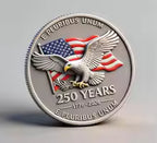 New Arrival 250 Years USA 250th Anniversary 3D Gold Plated Challenge Coin Liberty Bell Eagle High Quality Collectible Gift