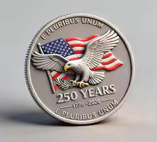 New Arrival 250 Years USA 250th Anniversary 3D Gold Plated Challenge Coin Liberty Bell Eagle High Quality Collectible Gift