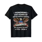 American 250th Anniversary 1776 2026 Patriotic Bald Eagle T Shirt For Men Summer USA Flag Liberty Bell Classic Short Sleeve Tops