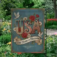 USA 250 Years of Freedom Garden Flag Floral Patriotic Anniversary Yard Decor IIX