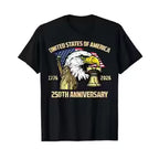 American 250th Anniversary 1776 2026 Patriotic Bald Eagle T Shirt For Men Summer USA Flag Liberty Bell Classic Short Sleeve Tops