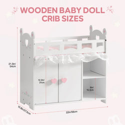 Wooden Doll Crib & Changing Table with Storage