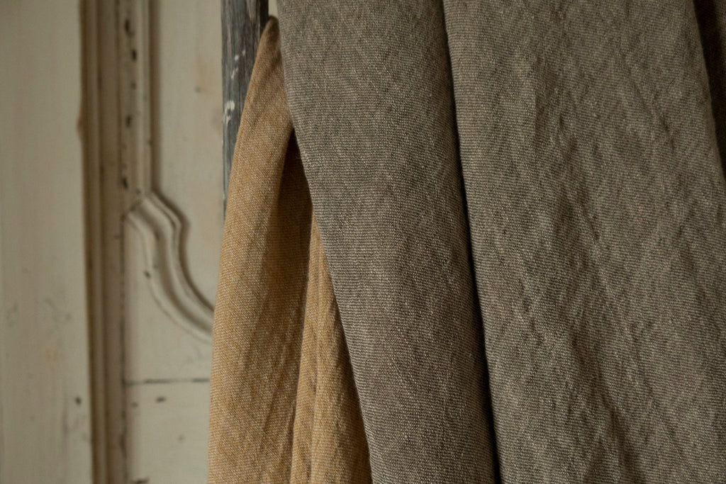 Mixed Veil Linen Throw - Kahki