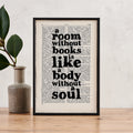 “A Room Without Books Is Like a Body Without a Soul” – Framed Book Lover Quote Print