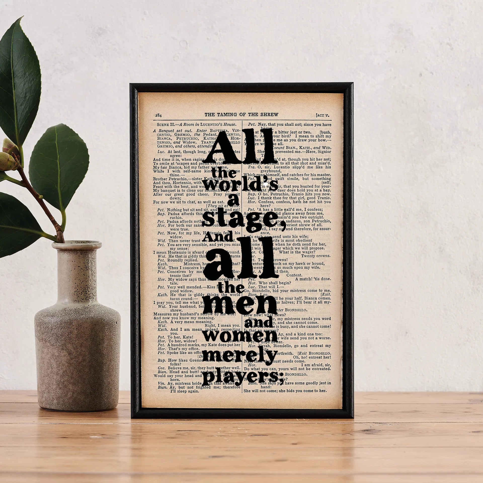 All the World’s a Stage – Shakespeare Quote Book Page Print