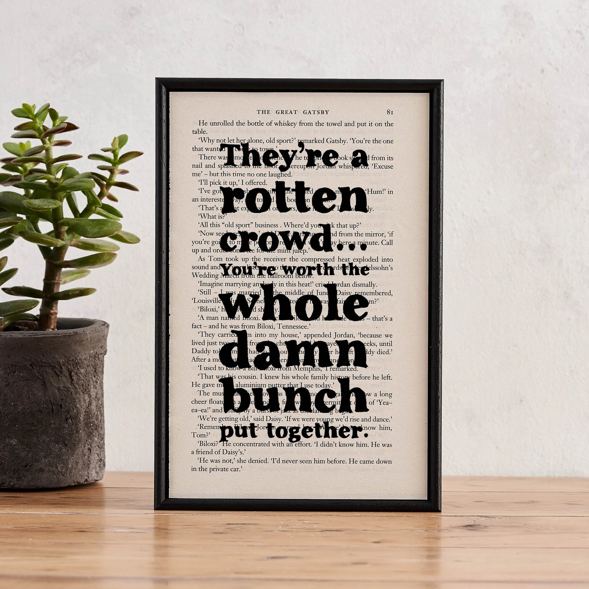 They’re a Rotten Crowd – The Great Gatsby Book Page Quote Print