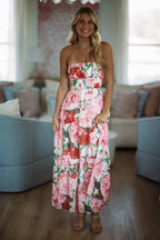99 Roses Maxi Dress - Red, Pink, White and Green