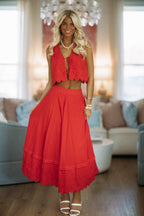 Always Yours Crop Top and Maxi Skirt Set - Red