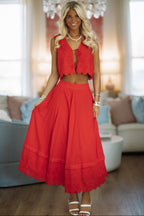 Always Yours Crop Top and Maxi Skirt Set - Red