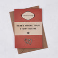Wedding Card "Here's Where Your Story Begins" Orange Book Cover Card