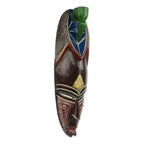 Hand Carved African Brass Aluminum Sese Wood Mask from Ghana 'Adi Pa'