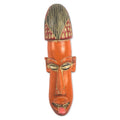 Artisan Crafted Orange Sese Wood Mask 'Segbefia'