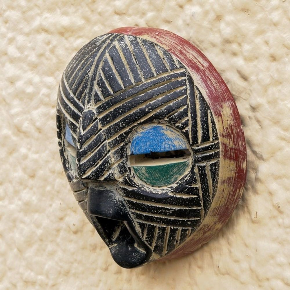 Hand Crafted African Sese Wood Mask 'Kwahu'
