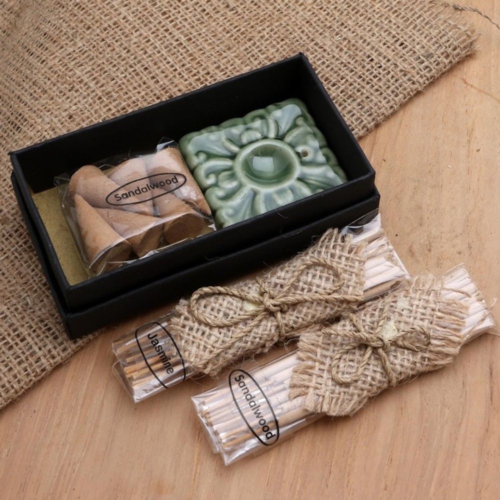Handcrafted Sandalwood and Jasmine Incense Set 'Scents of the Tropics'