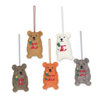 Wool Felt Bear Ornaments Set of 5 'Bearing Gifts'