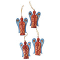 Set of 4 Crocodile Wood Hand-Painted Angel Ornaments 'Festive Heaven'