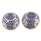 Blue Glass Mosaic Tealight Candleholders Pair 'Royal Light'