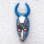 Baule Warrior from Cote d'Ivoire Hand-Painted Wood Mask 'Horn Warrior'