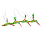 Set of 4 Handcrafted Copal Wood Bird Ornaments in Kiwi 'Kiwi Flutter'
