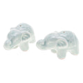 Set of 2 Green Elephant Celadon Ceramic Incense Holders 'Giant's Green Aura'