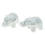 Set of 2 Green Elephant Celadon Ceramic Incense Holders 'Giant's Green Aura'