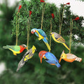 Hand-Painted Assorted Bird Ornaments Set of 6 'Festive Birds'