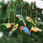Hand-Painted Assorted Bird Ornaments Set of 6 'Festive Birds'