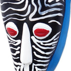 Baule Warrior from Cote d'Ivoire Hand-Painted Wood Mask 'Horn Warrior'