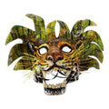 Hand-Painted Lacquered Mexican Jaguar Papier Mache Mask 'Green Jaguar'