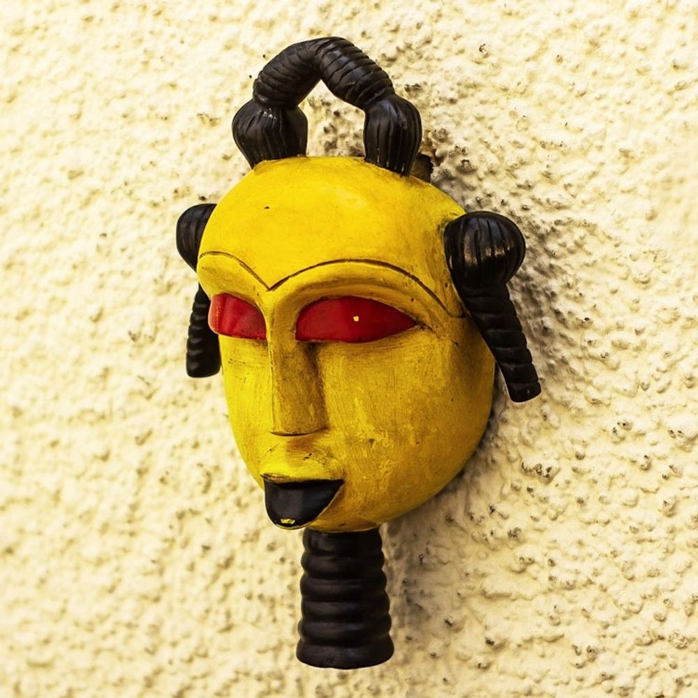 Artisan Crafted Sese Wood African Mask 'Afoyea'