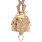 Set of 3 Brass Bell Ornaments with Elephants and Red Ribbons 'Elephant Chant'