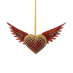 Copal Wood Heart Shaped Ornament from Mexico 'Wings of the Heart'