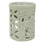 Hand Crafted Ceramic Clay Oil Warmer Thai Green Elephants 'Happy Forest'