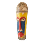 Handcrafted Blue, Red and Yellow African Sese Wood Mask 'Sankori'