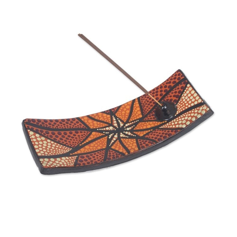 Hand-Painted Starfish Ceramic Incense Holder in Warm Hues 'Starfish Aura'