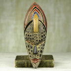 Hand Carved Multicolor Sese Wood Wall Mask from Ghana 'Crown of Joyfulness'