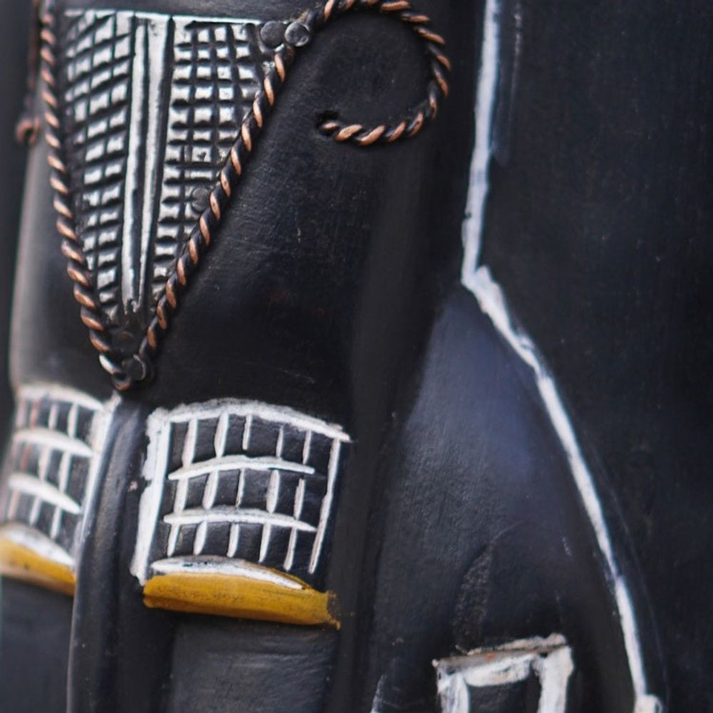 Traditional African Sese Wood Mask with Aluminum Accents 'Ethiopian Spirit'
