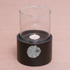 Lotus Motif Wood and Pewter Tealight Holder 'Elegant Lotus'