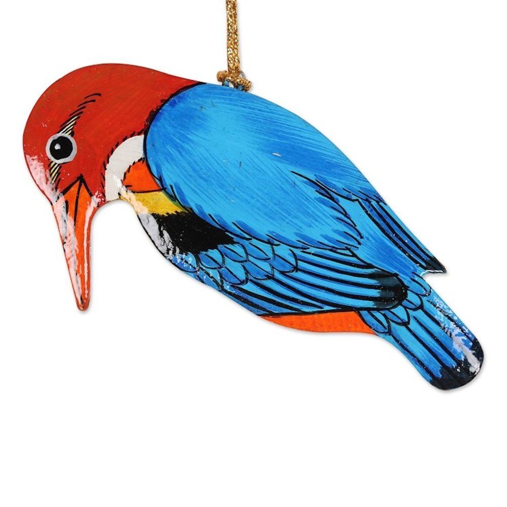 Hand-Painted Assorted Bird Ornaments Set of 6 'Festive Birds'
