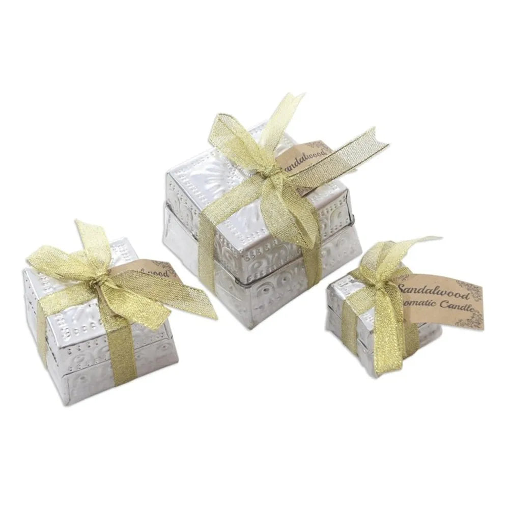 Handmade Aluminum Tinned Beeswax Candles Set of 3 'Evening Glow'
