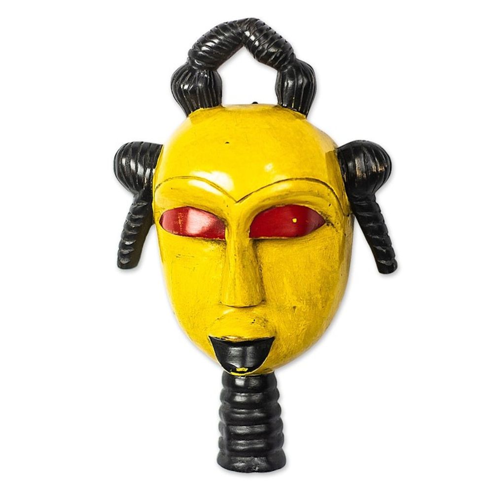 Artisan Crafted Sese Wood African Mask 'Afoyea'