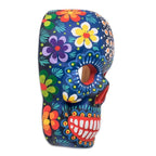 Hand-Painted Blue Floral Wood Skull Mask from Guatemala 'Life and Happiness'